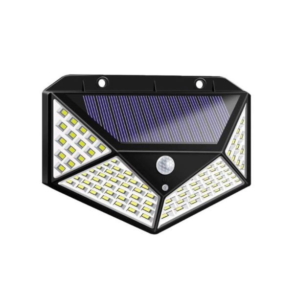 100 LED-es napelemes mozgásérzékelős kültéri lámpa – 3 db-os szett